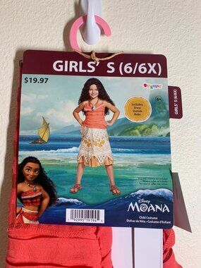 NWT Disney Moana Dress Costume Girls Size S 6/6X AD5